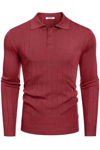 COOFANDY Herre Poloshirt Strik Langærmet Ztj009471
