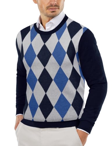 COOFANDY Herre Striktrøje Crew Neck Langærmet Slim Fit