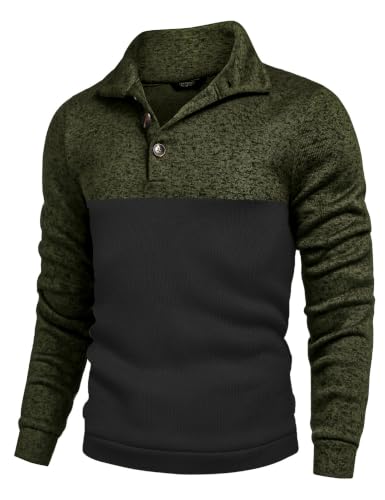 COOFANDY Herre Striktrøje Fleece Pullover Langærmet