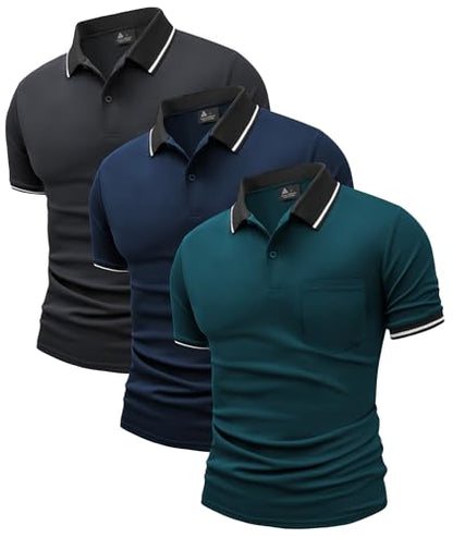 Herre Polo T-shirt Kortærmet Med Lomme 3-pak