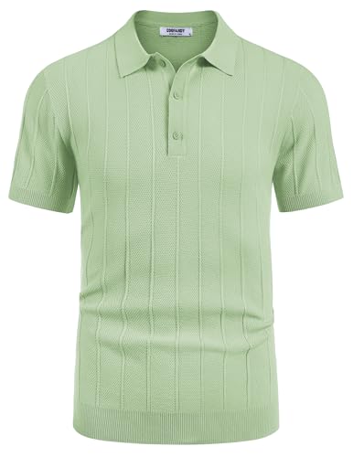 COOFANDY Herre Poloshirt Strik Ribbet Kortærmet Av007569