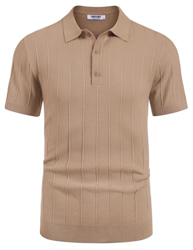 COOFANDY Herre Poloshirt Strik Ribbet Kortærmet Av007569