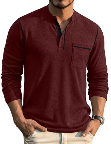 COOFANDY Herre Henley Langærmet Skjorte ZTJ010081