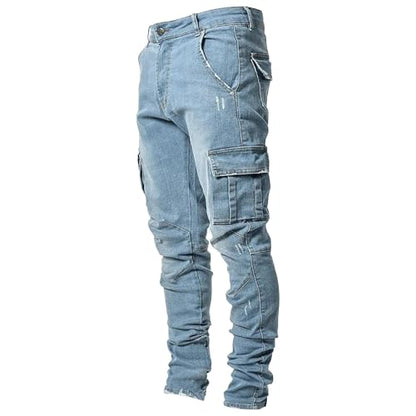 Maiyifu-GJ Herre Jeans Moto Biker Slim Fit Boyfriend