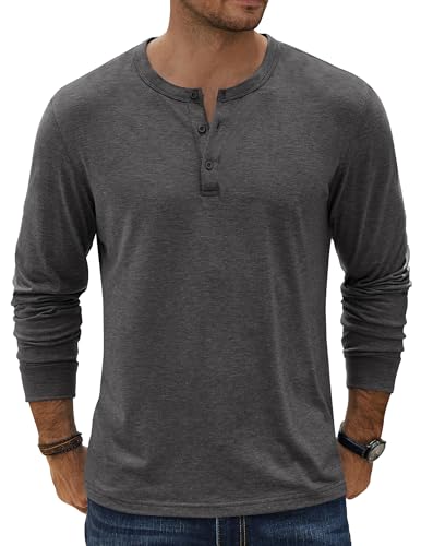 COOFANDY Herre T-shirt Henley Langærmet Ztj009590