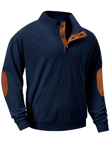 JMIERR Herre Sweatshirt Fløjl Quarter Button Pullover
