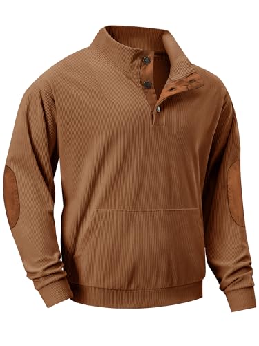 JMIERR Herre Sweatshirt Fløjl Quarter Button Pullover