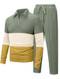 UOUA Herre Træningssæt 1/4-Zip Polo Joggingbukser M002B