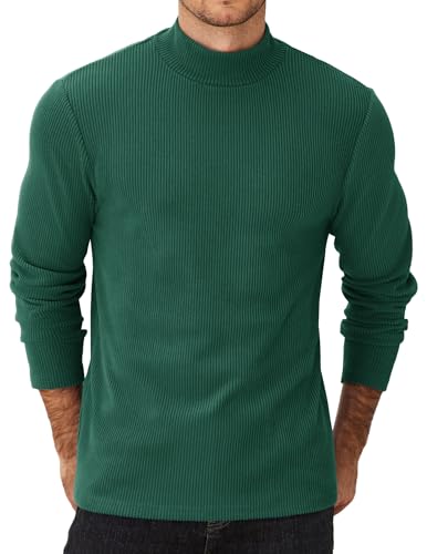 COOFANDY Herre Striktrøje Mock Neck Ribstrikket Pullover