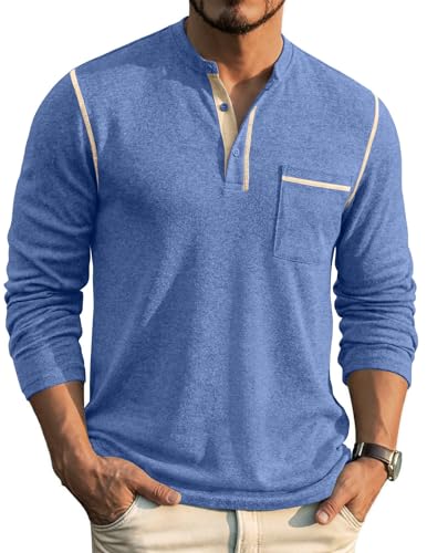 COOFANDY Herre Henley Langærmet Skjorte ZTJ010081
