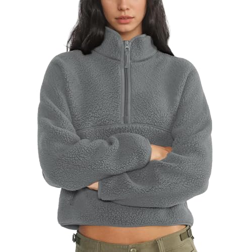 Dame Fleece Pullover Lynlås Varm Sherpa