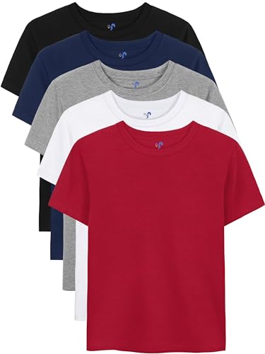 YERIOK Drenge T-Shirts Bomuld Kortærmet 5-Pak
