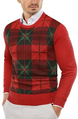 COOFANDY Herre Striktrøje Crew Neck Langærmet Slim Fit