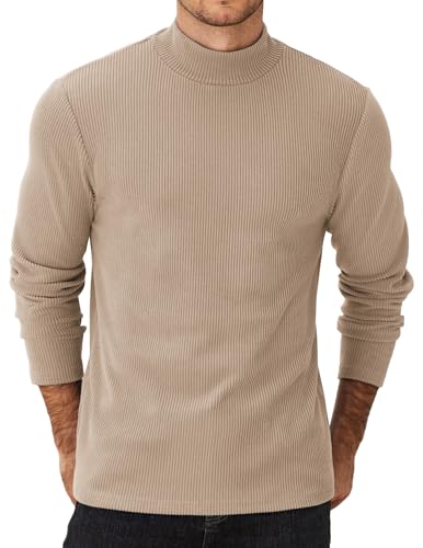 COOFANDY Herre Striktrøje Mock Neck Ribstrikket Pullover