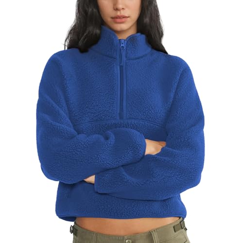 Dame Fleece Pullover Lynlås Varm Sherpa