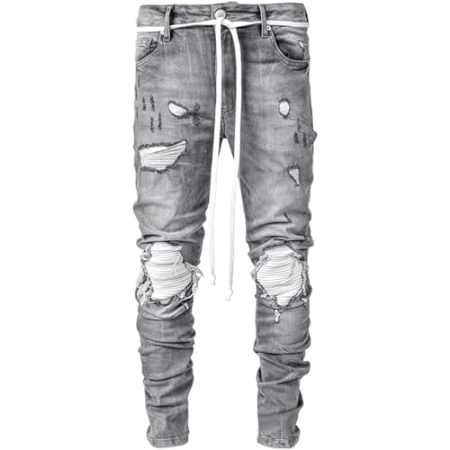 Maiyifu-GJ Herre Jeans Moto Biker Slim Fit Boyfriend