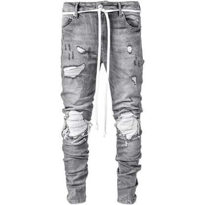Maiyifu-GJ Herre Jeans Moto Biker Slim Fit Boyfriend
