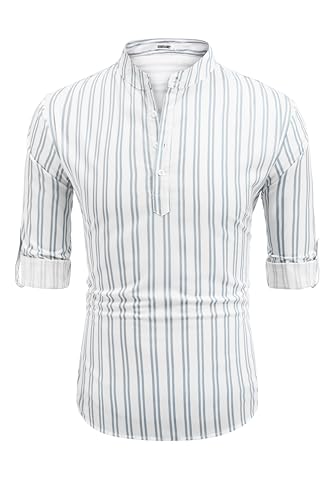 COOFANDY Herre Henley T-Shirt Langærmet Bomuld Hør ZSJ007181