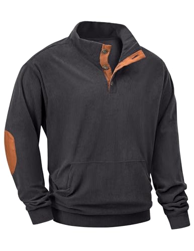 JMIERR Herre Sweatshirt Fløjl Quarter Button Pullover