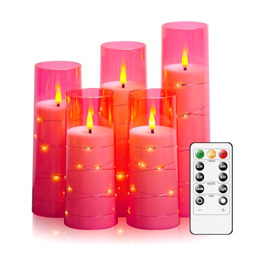 Flammefri LED Stearinlys med Timer og Lyskæde 5 Stk.