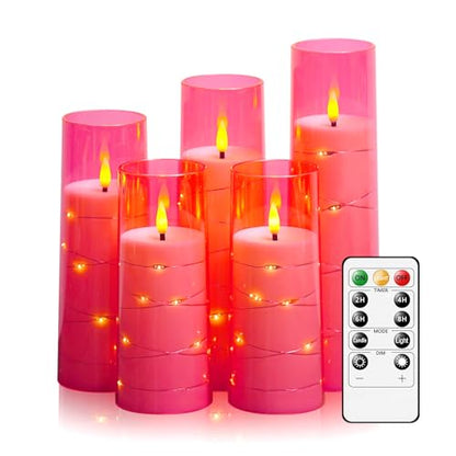 Flammefri LED Stearinlys med Timer og Lyskæde 5 Stk.