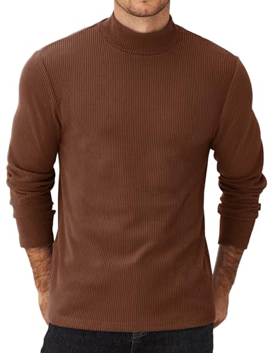 COOFANDY Herre Striktrøje Mock Neck Ribstrikket Pullover