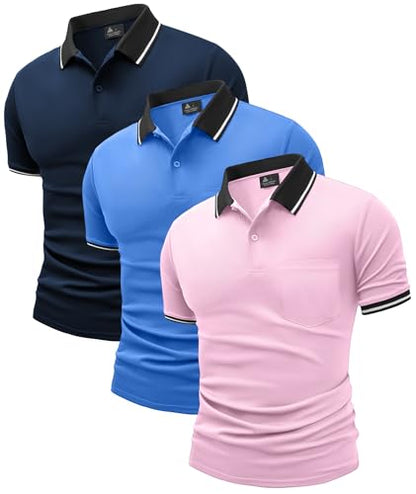 Herre Polo T-shirt Kortærmet Med Lomme 3-pak