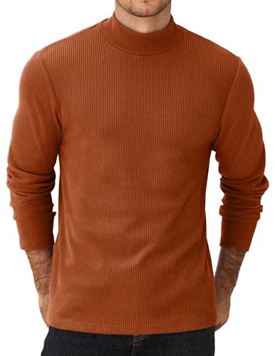 COOFANDY Herre Striktrøje Mock Neck Ribstrikket Pullover
