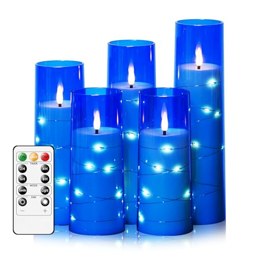 Flammefri LED Stearinlys med Timer og Lyskæde 5 Stk.