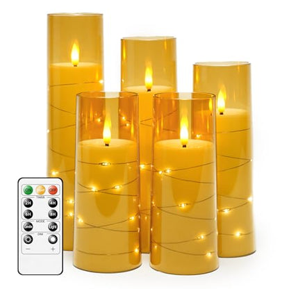 Flammefri LED Stearinlys med Timer og Lyskæde 5 Stk.