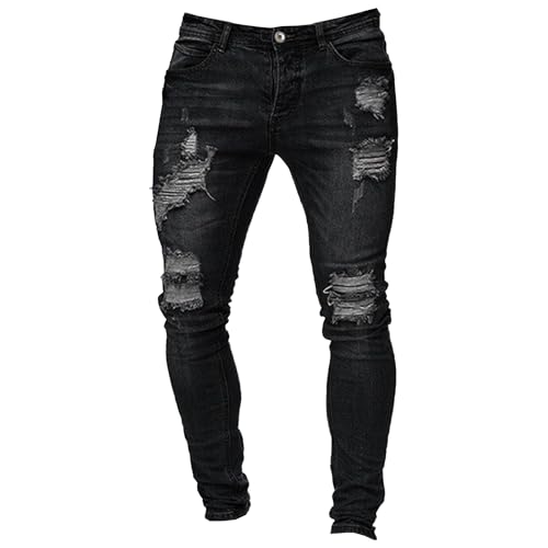 Maiyifu-GJ Herre Jeans Moto Biker Slim Fit Boyfriend