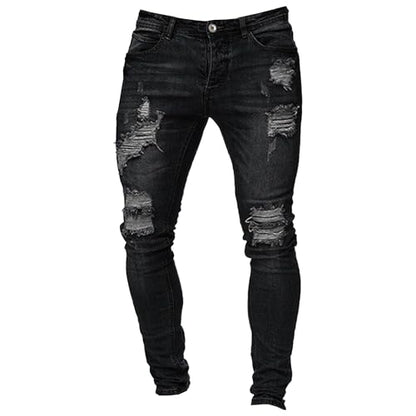 Maiyifu-GJ Herre Jeans Moto Biker Slim Fit Boyfriend