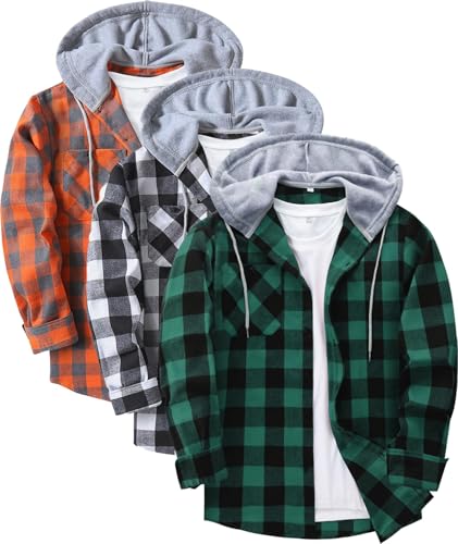 ZITY Herre Skjorte Flannel Hoodie Langærmet 3-Pak