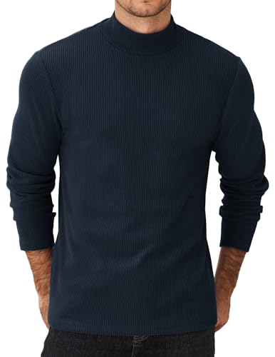 COOFANDY Herre Striktrøje Mock Neck Ribstrikket Pullover