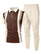 UOUA Herre Træningssæt 1/4-Zip Polo Joggingbukser M002B