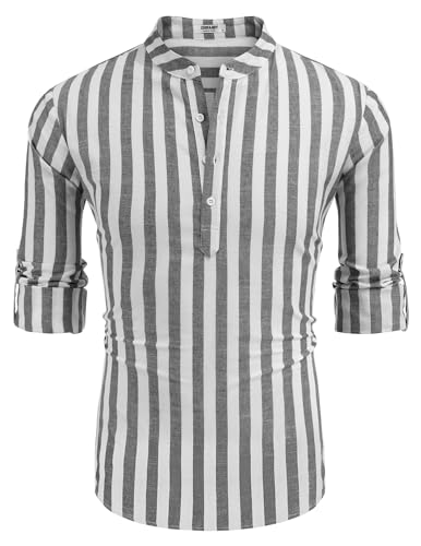 COOFANDY Herre Henley T-Shirt Langærmet Bomuld Hør ZSJ007181