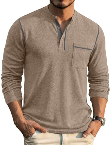 COOFANDY Herre Henley Langærmet Skjorte ZTJ010081