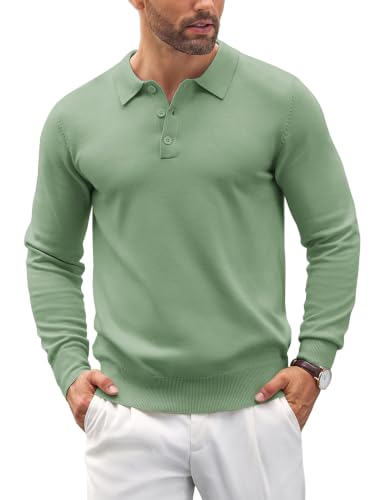 COOFANDY Herre Strikket Polo Langærmet Ztj009061