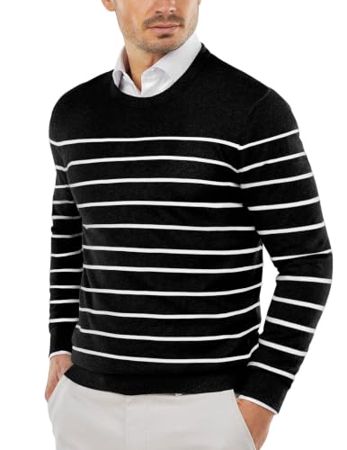 COOFANDY Herre Striktrøje Crew Neck Langærmet Slim Fit
