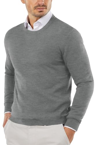 COOFANDY Herre Striktrøje Crew Neck Langærmet Slim Fit