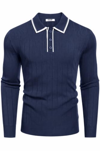 COOFANDY Herre Poloshirt Strik Langærmet Ztj009471