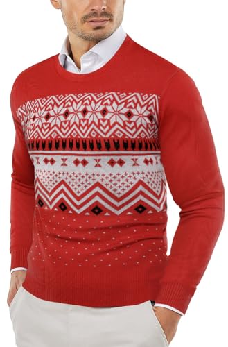 COOFANDY Herre Striktrøje Crew Neck Langærmet Slim Fit