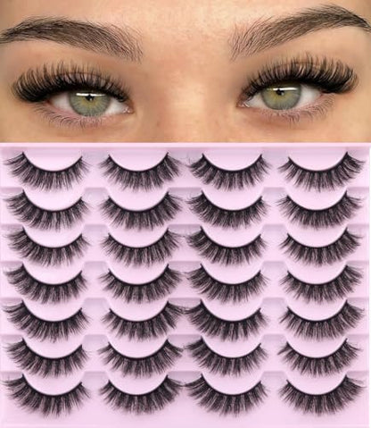 Kiromiro Wispy Faux Mink Kunstige Øjenvipper til Kvinder 14mm 14 Par