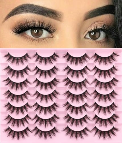 Kiromiro Wispy Faux Mink Kunstige Øjenvipper til Kvinder 14mm 14 Par