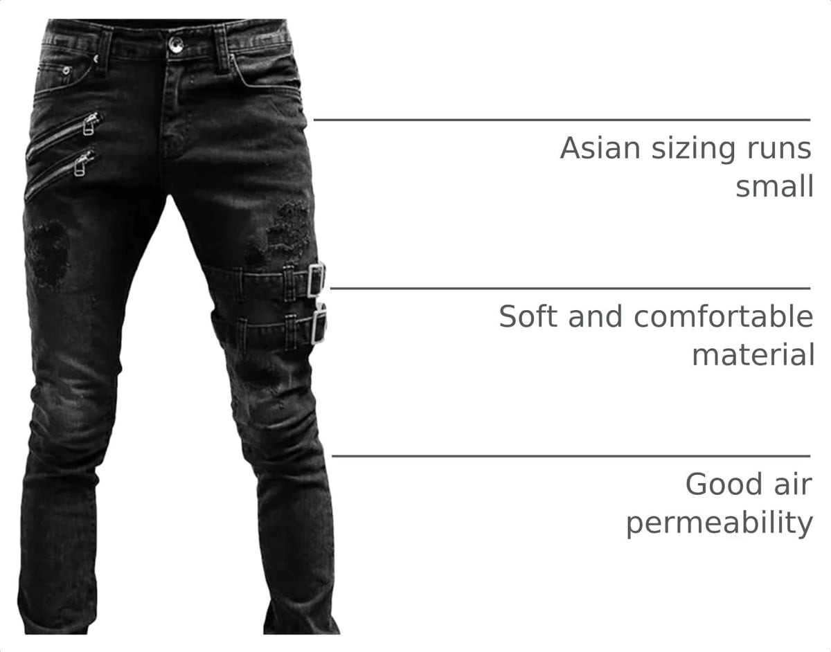 Maiyifu-GJ Herre Jeans Moto Biker Slim Fit Boyfriend