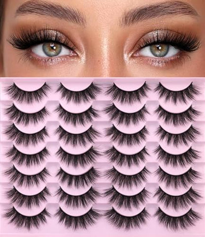 Kiromiro Wispy Faux Mink Kunstige Øjenvipper til Kvinder 14mm 14 Par