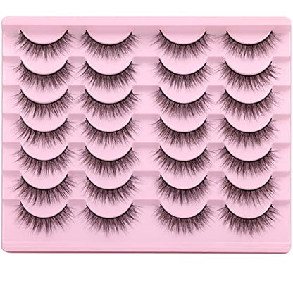 Kiromiro Wispy Faux Mink Kunstige Øjenvipper til Kvinder 14mm 14 Par