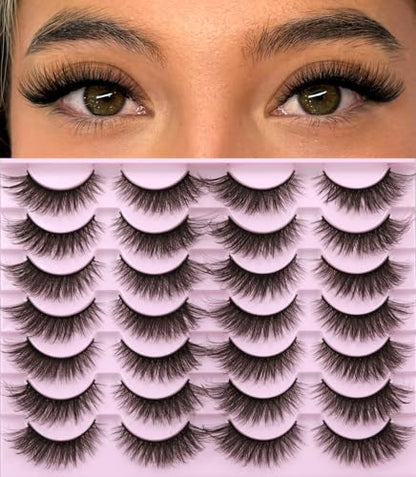 Kiromiro Wispy Faux Mink Kunstige Øjenvipper til Kvinder 14mm 14 Par