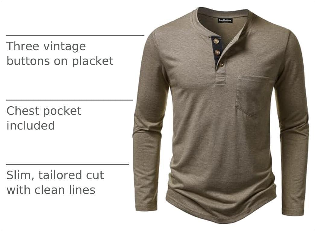 LucMatton Herre T-shirt Henley Slim Fit Langærmet Lucw210916