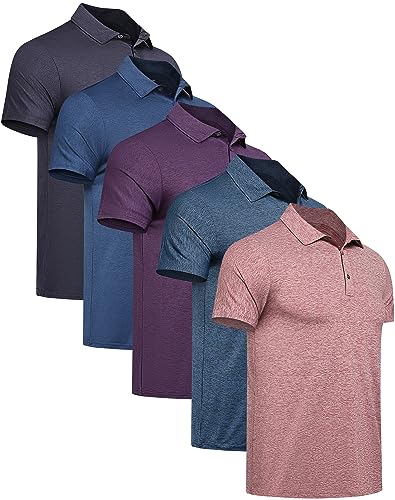 TELALEO Herre Poloshirt Kortærmet Golf Performance 5-Pak